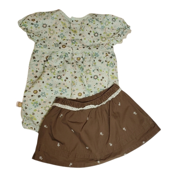 Classic Pooh 2 Piece Romper Short-sleeve & Skirt Teal|Brown Girls 6 Months - Picture 2 of 4